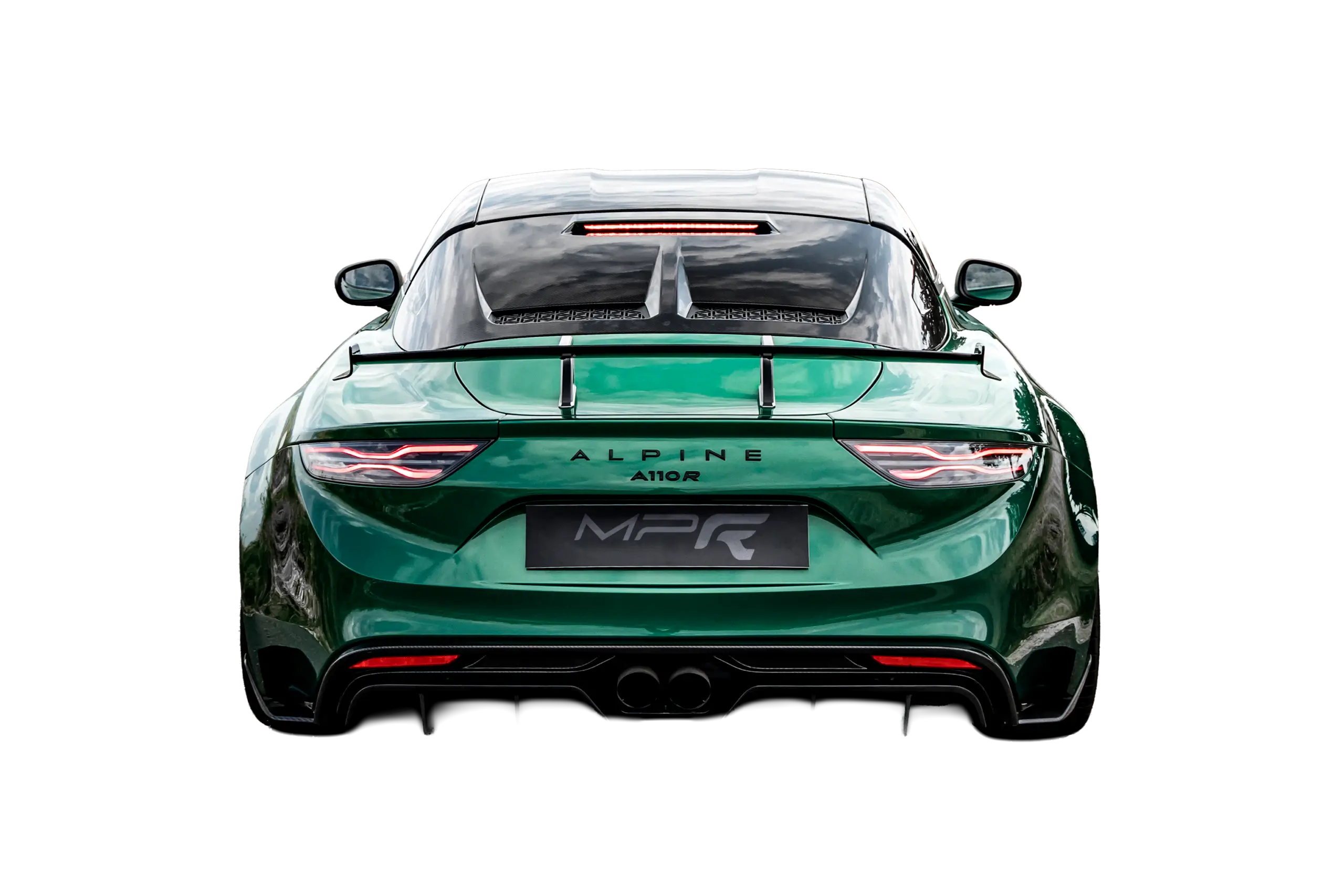 Alpine A110 R preparee par MP Rezeau, vue arriere, plaque MPR