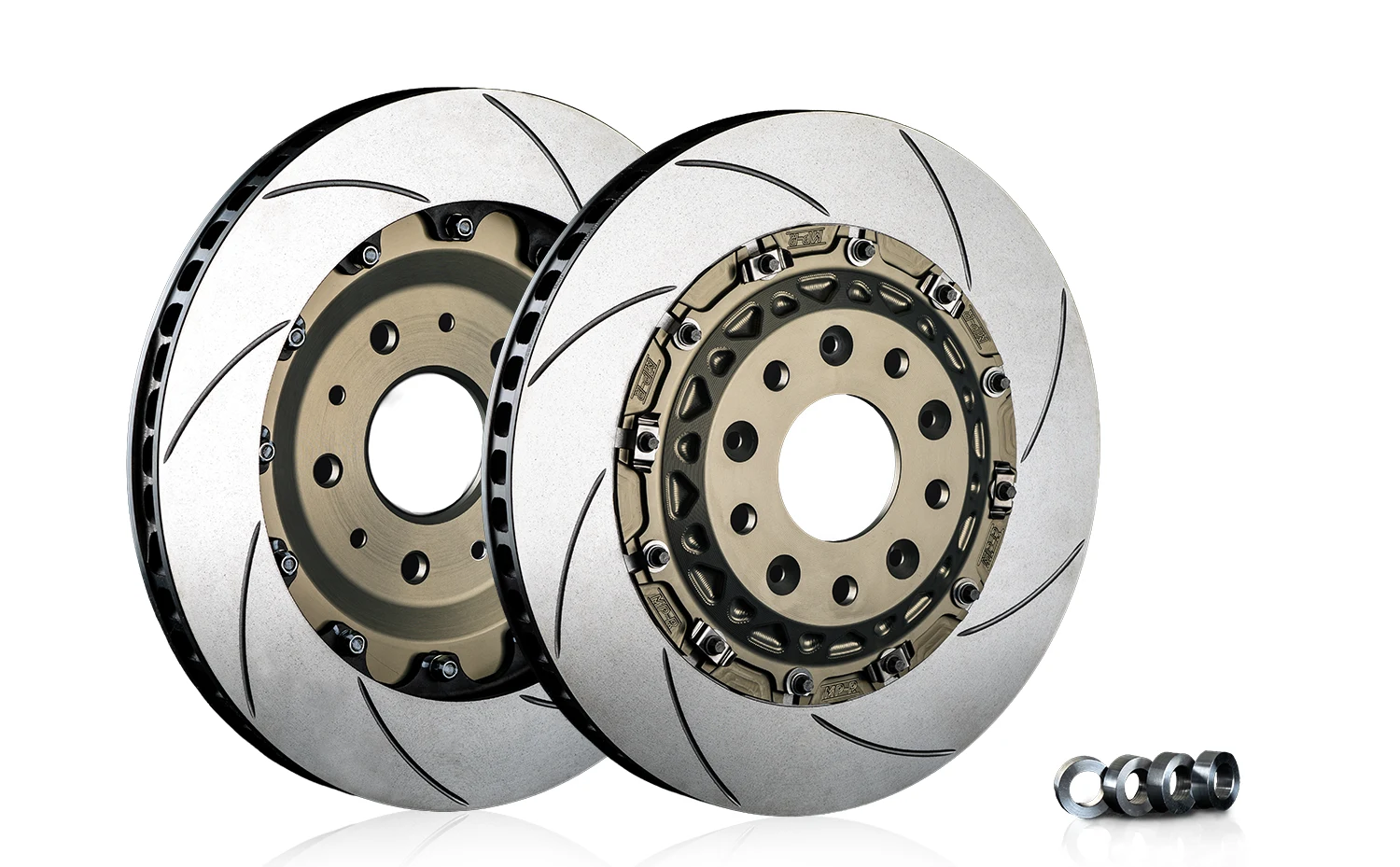 Kit de freinage avant GR3 MP-R : deux disques 330 mm, bols et bagues, tels qu’ils sont livrés